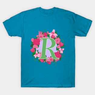 Monogram R, Personalized Floral Initial T-Shirt